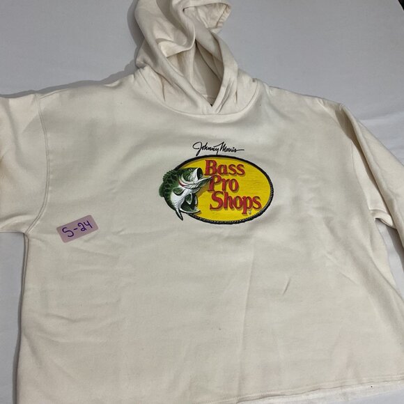 Johnny Morris Bass Pro Shops Logo Hoodie S/P Cream Cotton Blend - Picture 8 of 8